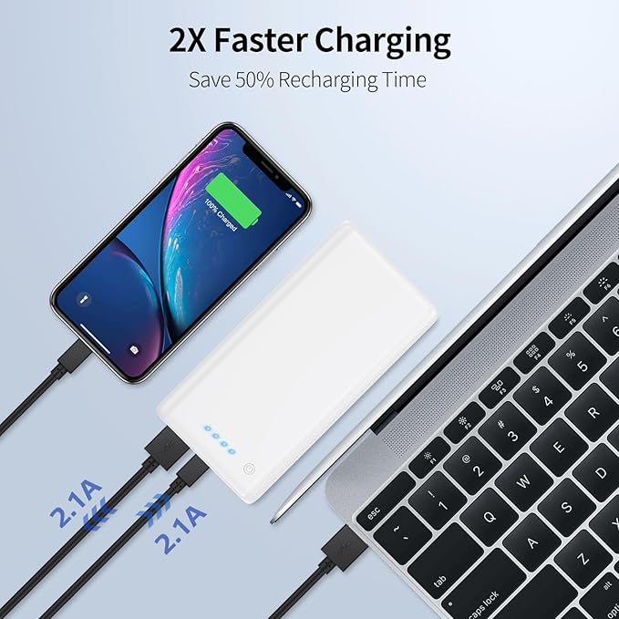Portable Charger Power Bank 25,800mAh,5V/3A USB C in&Out Fast Phone Charging with Intelligent Smart IC,3 USB Port External Cell Phone Battery Pack Compatible with iPhone 17 16 15,Galaxy,Android-White