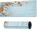Shells on Blue Wood Large Mouse Pad Extended Gaming Mouse Pad Waterproof Desk Mat with Stitched Edge,Non Slip Base Keyboard Mouse pad for Home Office 35.4" X 15.7"