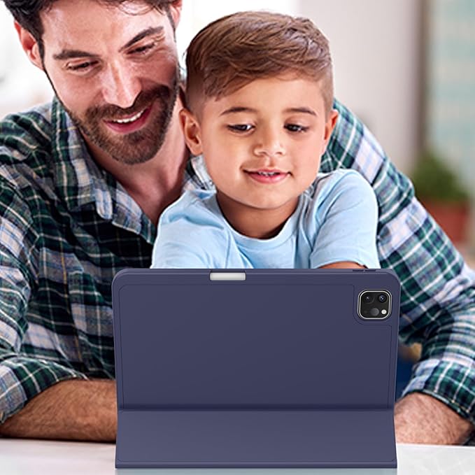 ZryXal New iPad Pro 13 Inch Case (M5) 2025 / (M4) 2024 with Pencil Holder, Smart iPad Case [Support Pencil Pro and Pencil (USB-C)], Support Touch ID and Auto Wake/Sleep (New Dark Blue)