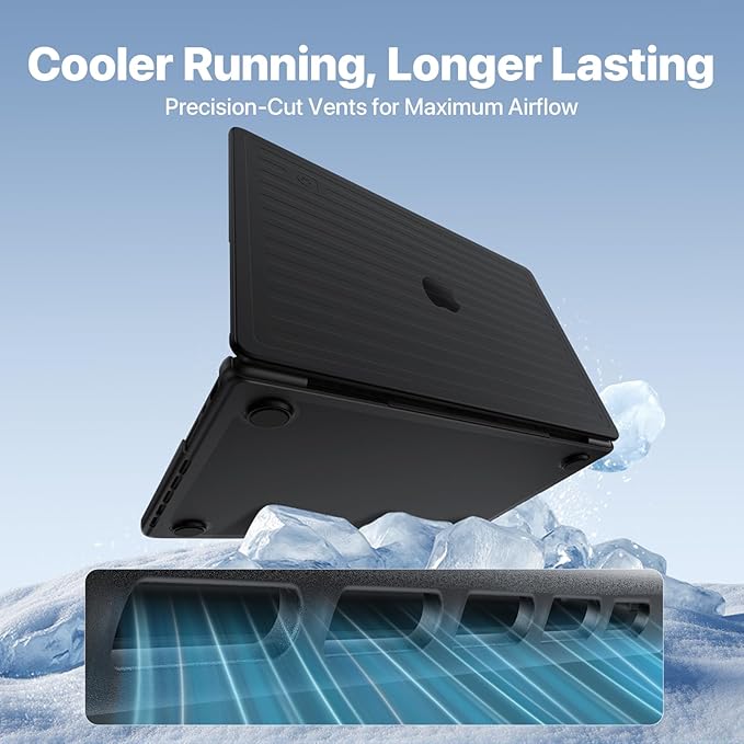 Soonjet TravelArmor for MacBook Pro 14 inch Case | M5 M4 M3 M2 M1 Pro/Max 2026 2025-2021 | Anti-Crack Tech | Ribbed Structure | Hard Shell Laptop Cover | Space Black Clear