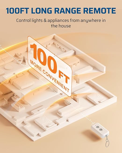 DEWENWILS Indoor Remote Control Outlet, Expandable Remote Light Switch Kit, Wireless On Off Power Switch, 100ft RF Range, Compact Design, White