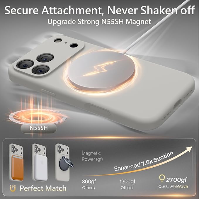 FireNova Magnetic for iPhone 17 Pro Max Case, Compatible with MagSafe, [Integrated Silicone Camera Control Button] [Camera Protection] Anti-Scratch Microfiber Lining Phone Case, 6.9", Natural Titanium
