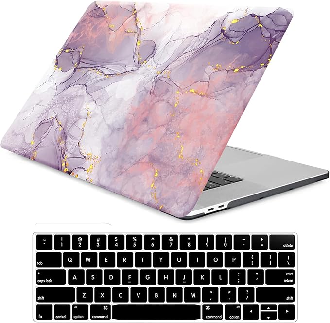 Funut for MacBook Air 13 inch Case 2022 2021 2020 2019 2018 Release M1 A2337/A2179/A1932, MacBook Air 2020 Case, Plastic Hard Shell Cover & Keyboard Cover for Mac Air 13.3 inch, Pink Purple