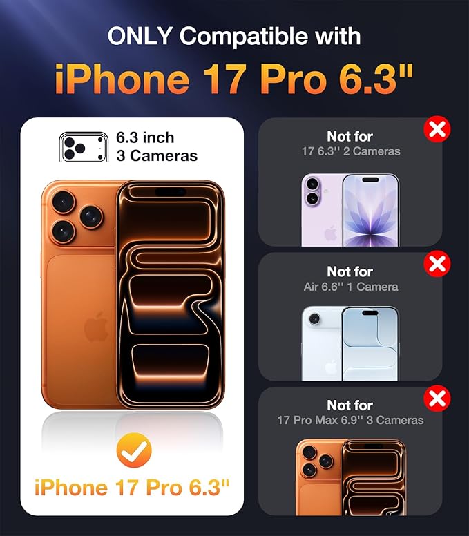 Diaclara Magnetic Designed for iPhone 17 Pro Case Full Body Bumper,[Compatible with MagSafe] Military Drop Proof Cover with Built-in Touch Sensitive Anti-Scratch Screen Protector, Clear Glitter
