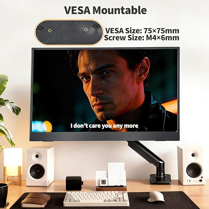 15.6 Inch Portable Monitor, 1080P FHD 60Hz IPS Screen, 72% sRGB HDMI USB-C External Monitor for Laptop PC MacBook Phone Xbox PS5/4, Travel Second Display with Kickstand