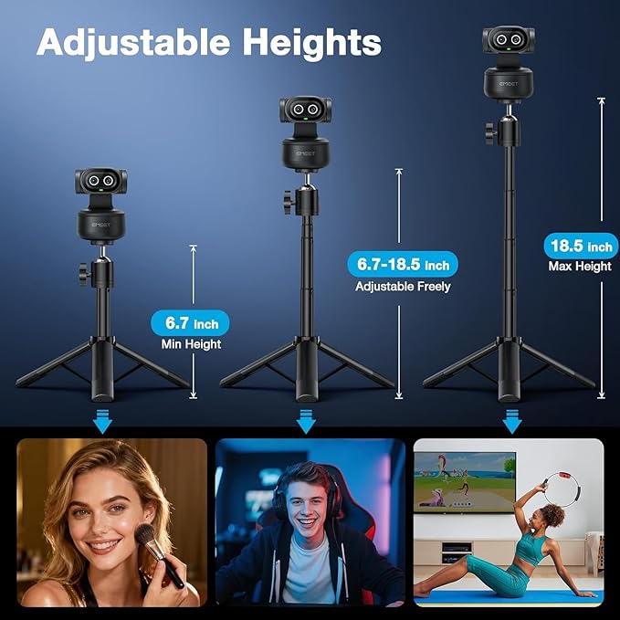 EMEET PIXY Dual-Camera AI-Powered PTZ Camera 4K with Tripod, AI Tracking, PDAF&AI Autofocus 0.2s, 1/2.55'' Sony Sensor, 3 Mics, Presets, 4K Webcam for Streaming, OBS/Twitch/Switch 2 Compatible