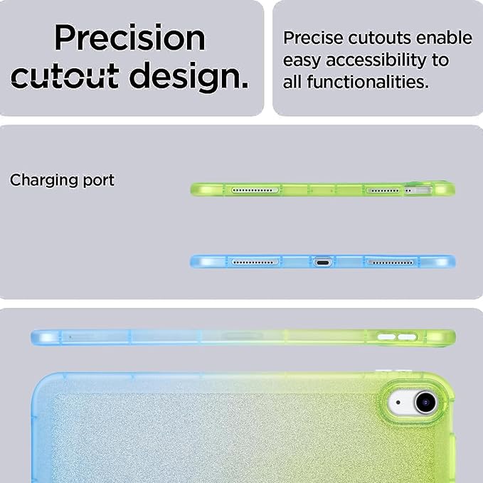 for iPad Pro 12.9 inch Case 6th/5th/4th/3rd Generation (2022/2021/2020/2018) Glitter Translucent Frosted Clear Soft TPU Back Gradient Bling Cover Silicone Protective Shell, Green & Blue