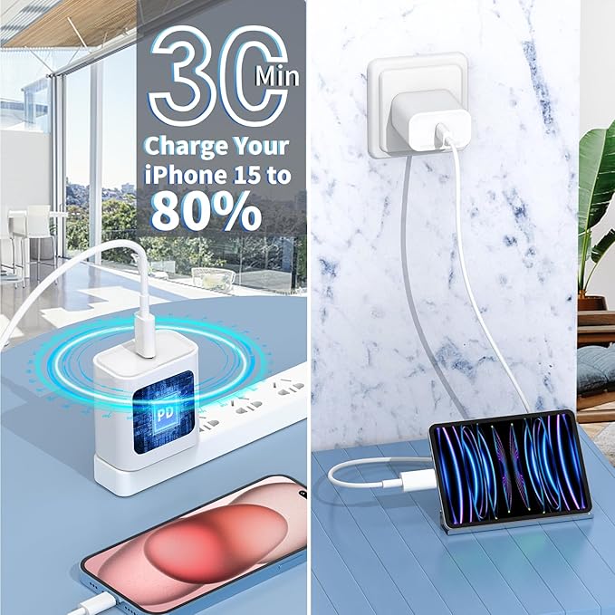 [Apple MFi Certified] iPhone 17 Charger Fast Charging, LANWK 2Pack 20W USB-C Charger Dynamic Power Adapter Type-C Wall Charger + 6FT Type-C Cable for iPhone 17/17 Pro/17 Pro Max/16 Pro/15/iPad/AirPods