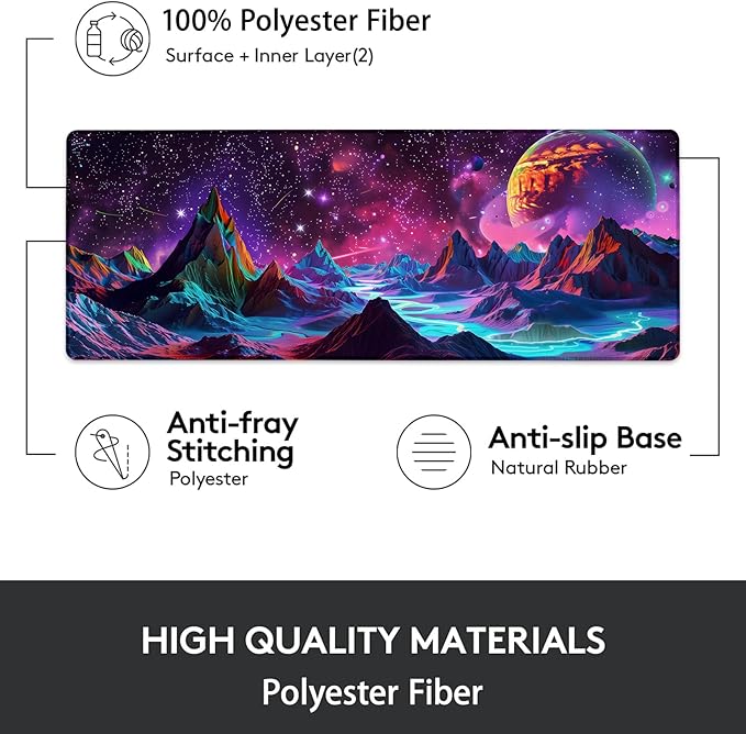 Gaming Mouse Pad, Galaxy Mountain-Themed Mouse Pad, Desk Mat, Non-Slip Rubber Base MousePads for Computers Laptop Office School Home Accessories Decor 31.5" x 11.8"