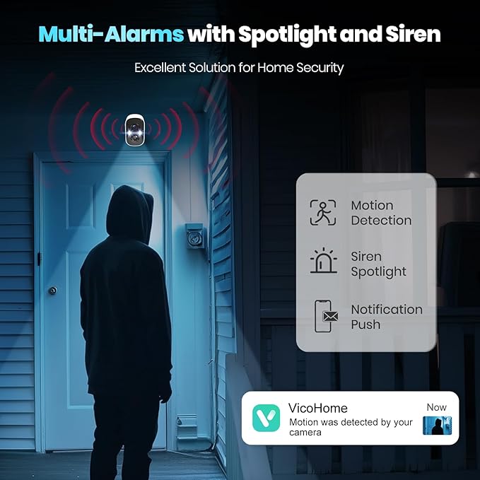 Techage Security Cameras Wireless Outdoor, 2K Battery Powered WiFi Cameras for Home Security with AI Motion Detection, Color Night Vision, 2-Way Talk, IP66 Waterproof, Cloud/SD Storage