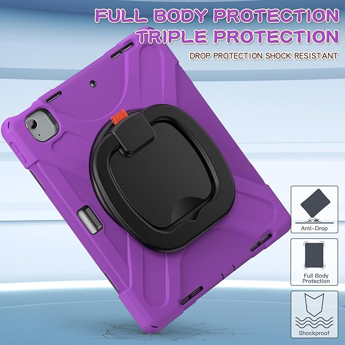 SCSVPN Case for iPad Air 13 inch M4 2026/ M3 2025/ M2 2024 & iPad Pro 12.9'' Case 6th/5th/4th/3rd Gen 2022 2021 2020 2018, Protective Cover with Pencil Holder, Stand, Handle, Shoulder Strap, Purple