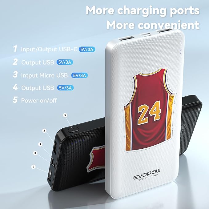 2 Pack Portable Charger Power Bank 10000mAh, 15W Fast Charging Battery Pack with Dual USB Outputs , Portable Power Bank USB-C input/output Port for iPhone 16 15 14 13 12 iPad Samsung Heated Vest etc