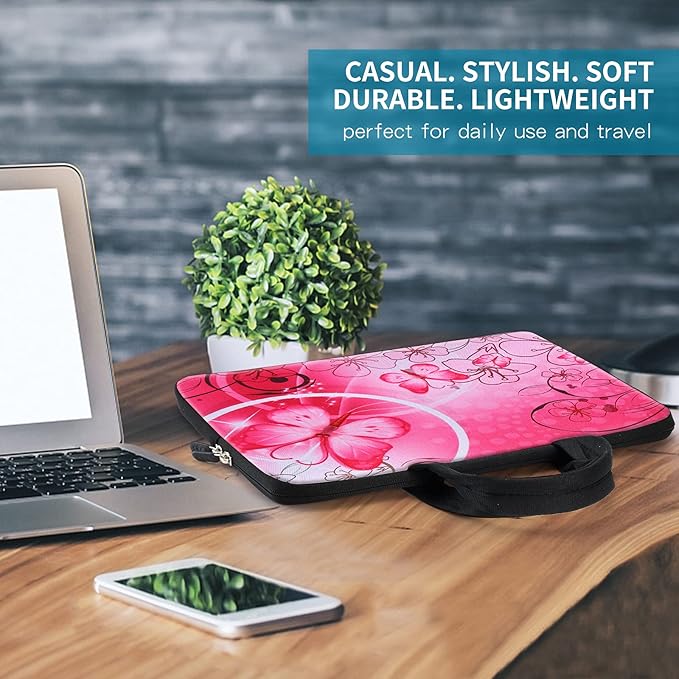 icolor 11 11.6 12 12.1 12.5 inch Laptop Carrying Bag Chromebook Case Notebook Ultrabook Bag Tablet Travel Cover Neoprene Sleeve for Apple Macbook Air Samsung Google Acer HP DELL Lenovo Asus Pink