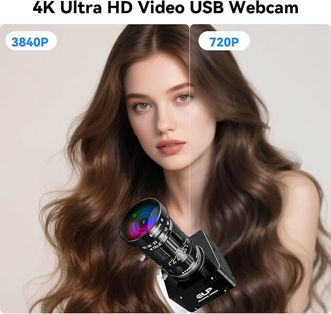 20MP USB3.0 Industrial Camera,4K UHD 3840P High Resolution,30fps High Frame Rate 5-50mm 10X Manual Varifocal Lens Lightburn Webcam,Plug and Play Free Drive for Laptop Jetson Nano, Raspberry Pi