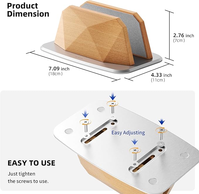 AFOOYO Vertical Laptop Stand - Wooden Adjustable Laptop Holder,Desktop Dock Compatible with All MacBook, Surface,Chromebook,Dell & More(Beechwood)