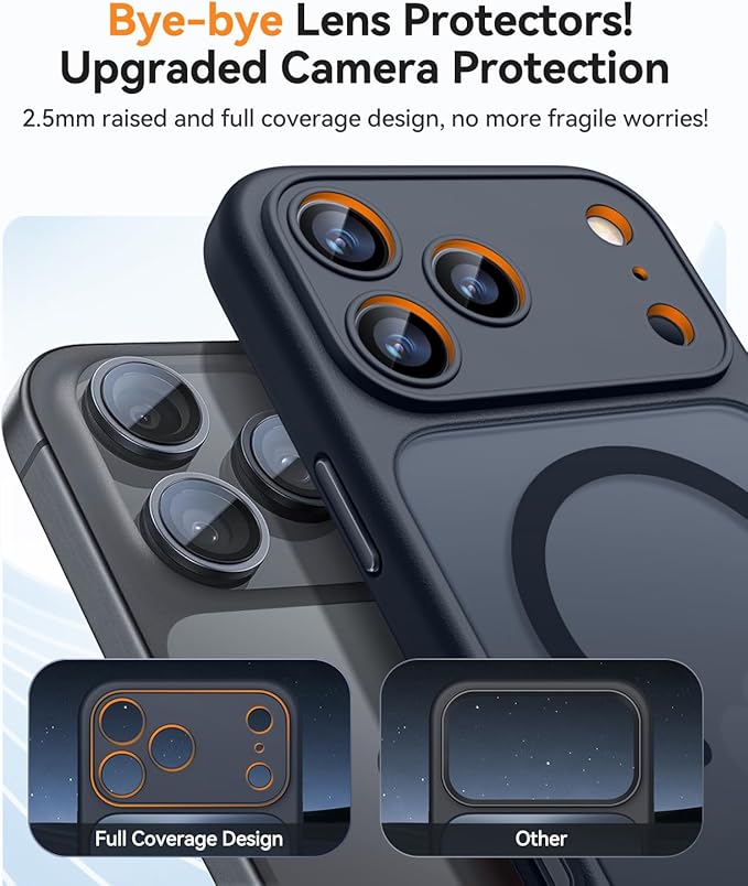 CANSHN Magnetic Compatible with iPhone 17 Pro Max Case, Upgraded [Full Camera Protection] [Compatible with Magsafe] [Translucent Matte] Shockproof Protective Phone Cover 6.9 Inch - Black