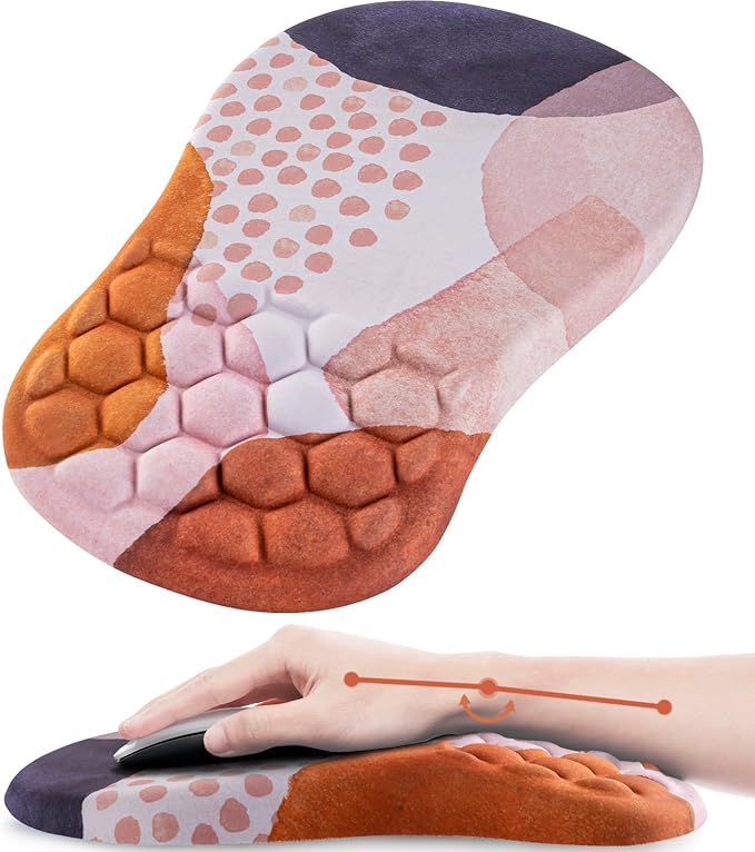 Mouse Pad Wrist Support, Ergonomic Mouse Pad with Wrist Rest, Comfortable Computer Mouse Pad for Laptop, Pain Relief Mousepad with Non-Slip PU Base Boho