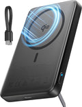 INIU Magnetic Power Bank, 15W Wireless Charging, Fast Charging with Attached USB-C Cable, Battery Pack with Stand