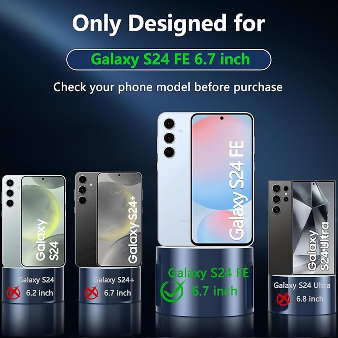 OWKEY for Samsung Galaxy S24 FE Case 6.7'', Magnetic Galaxy S24 FE Case for Magsafe with Tempered Screen Protector [Shockproof Military] Translucent Matte Bumper Phone Cover Samsung S24 FE 5G, Blue