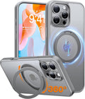 TORRAS 360 Rotatable Magnetic Ring Only for iPhone 16 Pro Max Case, Fit for MagSafe with Stand Ring Holder, 16FT Mil-Grade Shockproof Translucent for iPhone 16 Pro Max PC&TPU Case Ostand, Grey