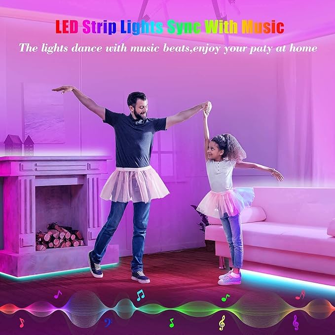Tenmiro 65.6ft Led Strip Lights Smart Led Light Strips Music Sync Color Changing LED Lights App Control Led Lights for Bedroom Party Home Decoration