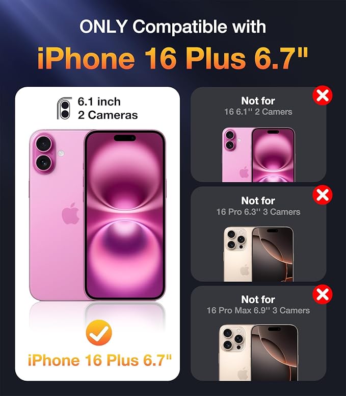 Diaclara Designed for iPhone16 Plus Case 6.7 Inch,Upgraded [Full Camera Protection] Full Body Case w/Built-in Touch Sensitive Anti-Scratch Screen Protector,Clear
