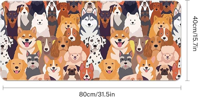 Britimes Large Gaming Mouse Pad Cute Dog Non-Slip Desk Pad Keyboard and Mouse Desk Mat for Gamer, Office & Home, 31.5 x 15.7 in