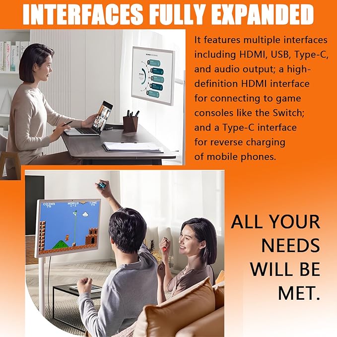 21.5"/24"/27"/32" Portable Smart Screen On Wheels, 4K Touchscreen Display, Build-in 4K Camera, Rolling TV, Built-in Battery (6-8H), Remote Control, 8+128GB Storage 24inches