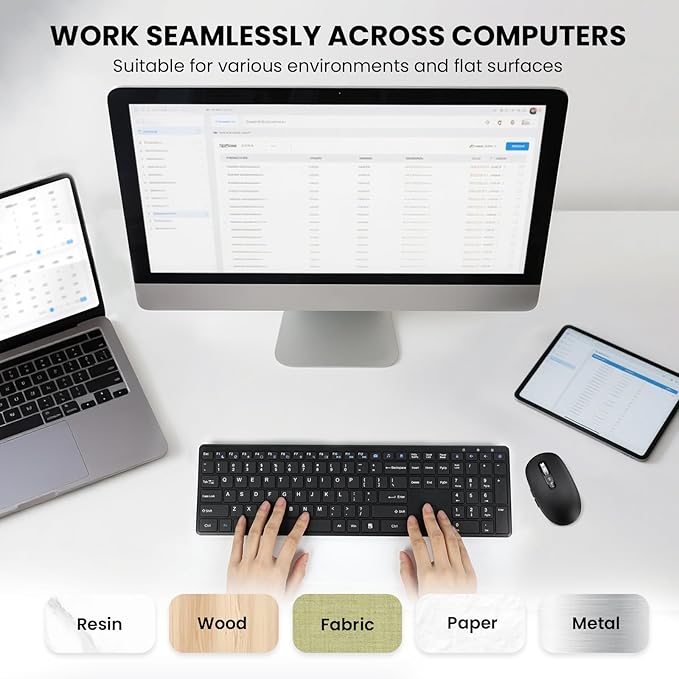 Wireless Bluetooth Mouse,USB+BT×2,Multi Device Ergo Full Size Mouses-big Hand,Metal 4-Way Super Scrolling,± 3000 DPI,10 Buttons,Plug&Play,Quiet,w/ 2 Batteries,Mice for Laptop,Computer,Tablet,Mac,iPad