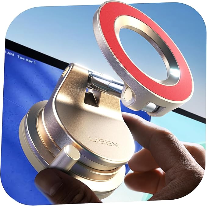 LISEN for Magsafe Car Mount, Cell Phone Holders for Your Car, Magnetic Car Accessories for Women Men Truck Jeep BMW, Vacuum Gifts Kits for iPhone 17 Pro Max 16 15 14 13 12, Samsung S26, Gold Red
