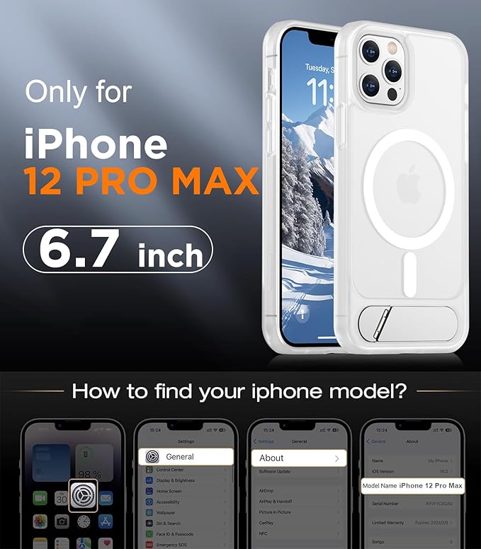 Magnetic Compatible with iPhone 12 Pro Max Case, [Built-in Invisible Kickstand][Compatible with MagSafe][Military Grade Shockproof] Slim Translucent Matte Phone Case for iPhone 12 Pro Max 6.7"