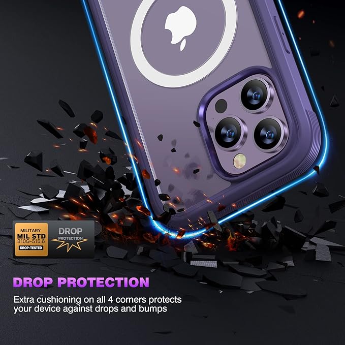 Diaclara Magnetic Designed for iPhone 14 Pro Max Case, Full Body Rugged Case with Built-in Touch Sensitive Anti-Scratch Screen Protector, with Camera Lens Protector for iPhone 14 Promax6.7 (Purple)