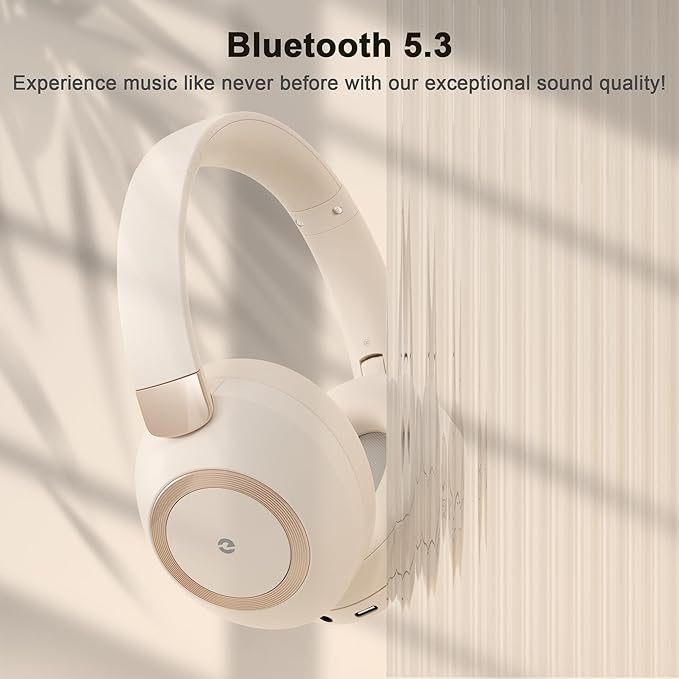Active Noise Cancelling Headphones, 100H Playtime Headphones Wireless Bluetooth, Bluetooth Headphone with Microphone, Over- Ear Wireless Headphone with Deep Bass for Travel