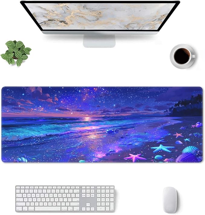 Beach Mouse Pad Extended Large Gaming Mouse Pad XL Stitched Edges for Gamer Home Office 31.5 X 11.8 Inch