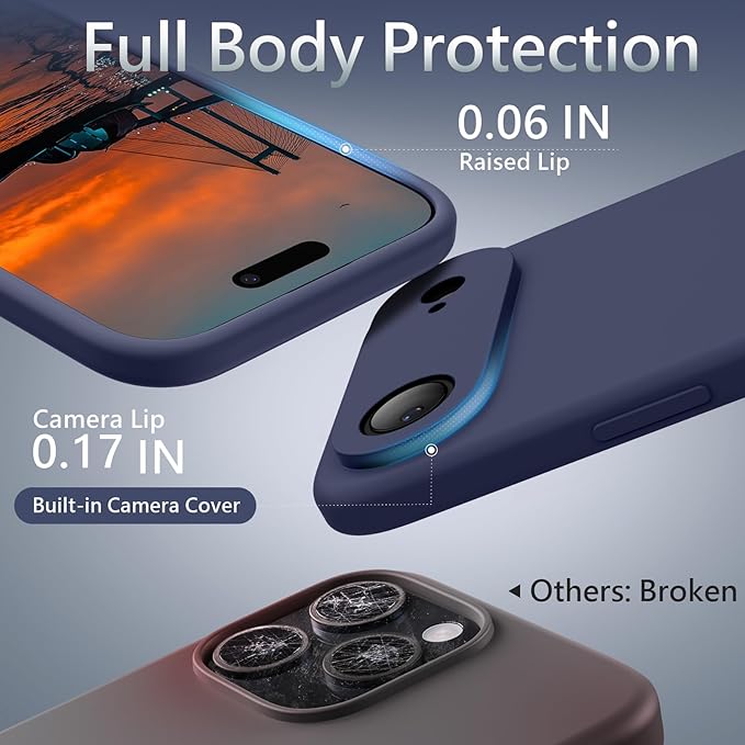 FireNova Magnetic for iPhone Air Case, Compatible with MagSafe, [Integrated Silicone Camera Control Button] [Camera Protection] Microfiber Lining Phone Case for iPhone 17 Air, 6.5", Navy Blue