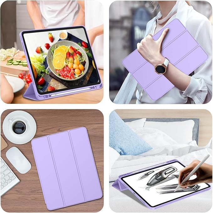 iMieet iPad Pro 13 Inch Case (M5/M4) 2025/2024 with Pencil Holder, Trifold Stand Smart Case with Soft TPU Back, Auto Wake/Sleep (Clove Purple)