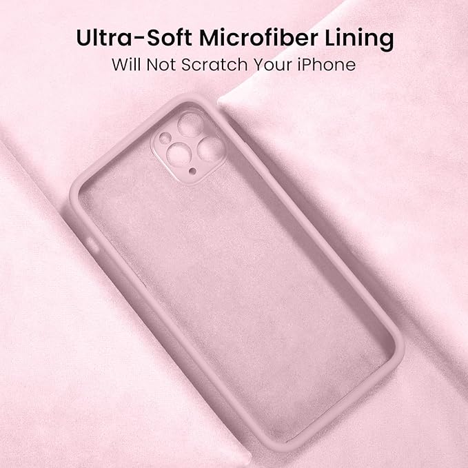 FireNova Designed for iPhone 13 Pro Max Case, Silicone [Camera Protection] Phone Case with [2 Screen Protectors], Soft Anti-Scratch Microfiber Lining Inside, 6.7 inch, Chalk Pink