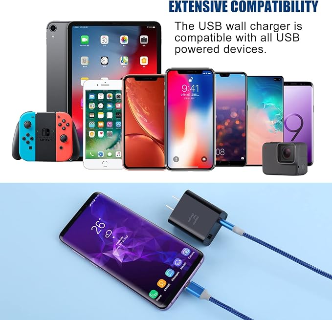 Dual USB Wall Charger, Costyle 3 Pack 30W 2 Ports Adaptive Fast Charging Block Quick Fast Charger 3.0 & 5V 2.4A Wall Plug Compatible iPhone 13 12 11 XS Max,Galaxy A16 S10 S9,Note 9 10,Pixel (Black)