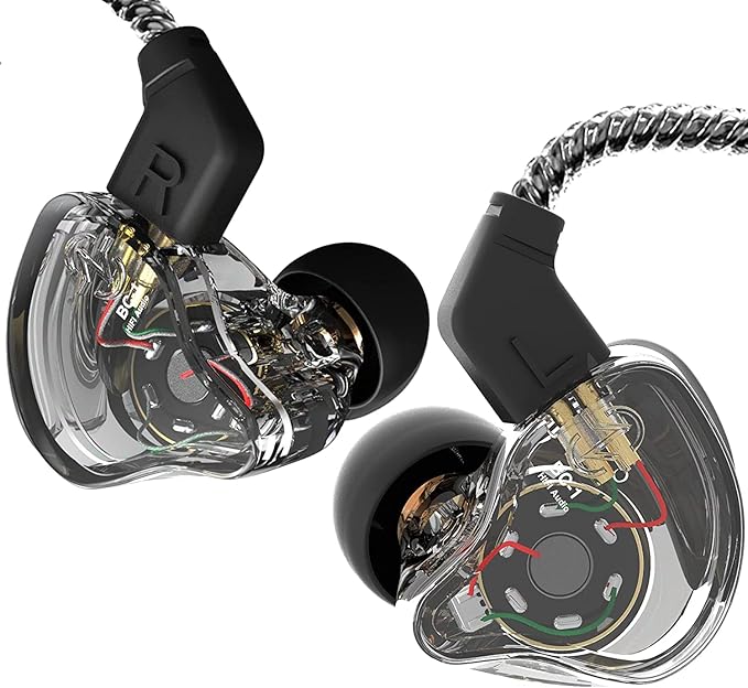 CCZ Melody in Ear Monitor, Dynamic Hybrid Dual Driver in Ear Earphones 1BA+1DD HiFi Wired Headphones Musicians IEM Upgrade Deep Bass Suitable for Bass Vocals Pop Folk ACG (No MIC, Transparent)…