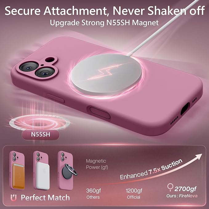 FireNova Magnetic for iPhone 17 Case, Compatible with MagSafe, [Integrated Silicone Camera Control Button] [Camera Protection] Anti-Scratch Microfiber Lining Phone Case, 6.3", Lilac Purple