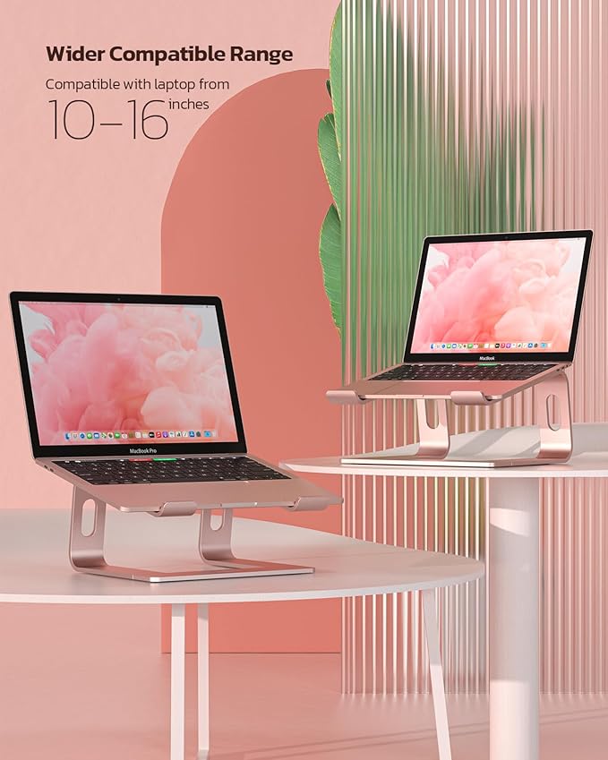 Nulaxy Laptop Stand, Ergonomic Aluminum Laptop Computer Stand, Detachable Laptop Riser Notebook Holder Stand Compatible with MacBook Air Pro, Dell XPS, HP, Lenovo More 10-16” Laptops - Rose Gold