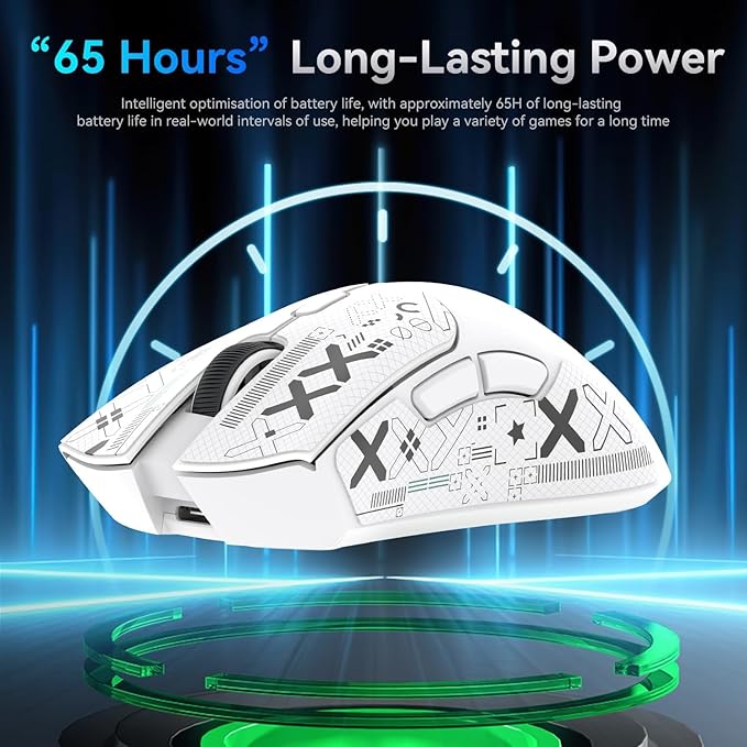 ATTACK SHARK X68 HE Wired Rapid Trigger Mechanical Gaming Keyboard and R1 Mouse with Adjustable Actuation,Coiled Cable,USB C/2.4Ghz Wireless/BT Ultralight 18K DPI Mice for Esport Gamer(White Contour)