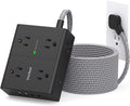 Surge Protector Power Strip 15 Ft Cord, Ultra Thin Flat Extension Cord with 8 Outlets 4 USB Ports(2 USB C), Flat Plug Power Strip, 15 Ft Long Braided Power Strip for Home, Office, Dorm Room, Black