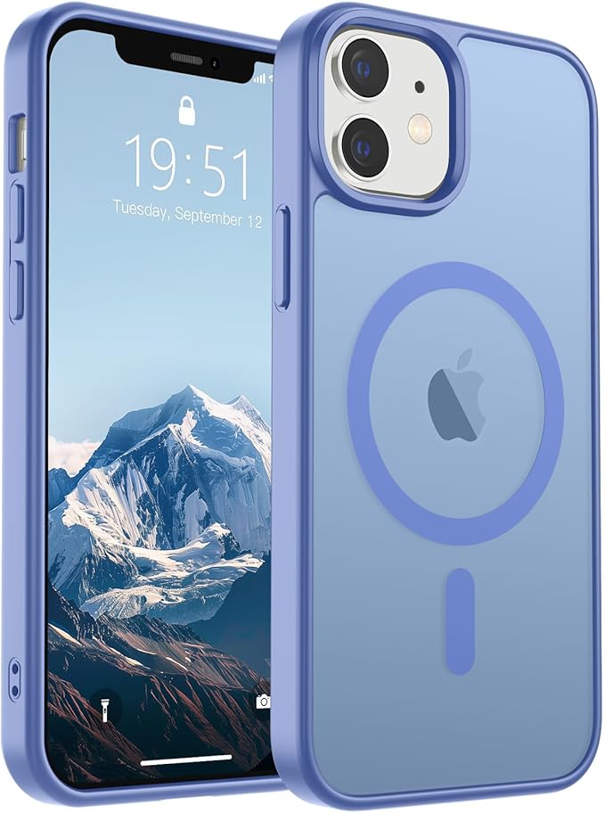 SUPFINE Magnetic for iPhone 12 Case/iPhone 12 Pro Case (Compatible with MagSafe)(Military Grade Drop Protection) Slim Translucent Matte Shockproof with Anti-Fingerprint Phone Case,Blue Purple
