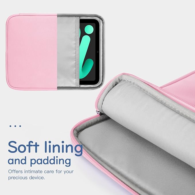 Dadanism 8-9 Inch Tablet Sleeve Bag Carrying Case for iPad mini 7th/6th 8.3", iPad mini 7.9", Galaxy Tab A7 Lite/A9 8.7", ‎Remarkable Paper Pro Move 7.3" 2025, Tab M8 8", Tab M9 9", Flowers Pink
