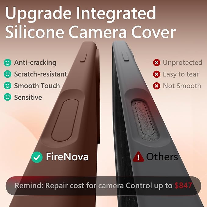 FireNova Magnetic for iPhone 17 Pro Case, Compatible with MagSafe, [Integrated Silicone Camera Control Button] [Camera Protection] Anti-Scratch Microfiber Lining Phone Case, 6.3", Light Brown