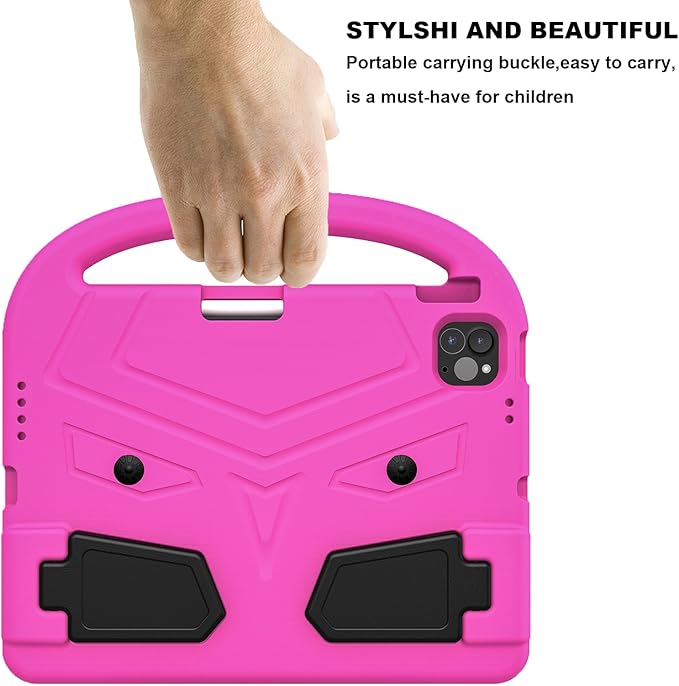 Kids Case for Apple iPad Air 11 inch M3/M2 & iPad Pro 11 inch M5/M4 (2025/2024) with Pencil Holder/Handle/Kickstand Lightweight Soft EVA Foam Shockproof Stand Girls Boys Cover, Pink Bird