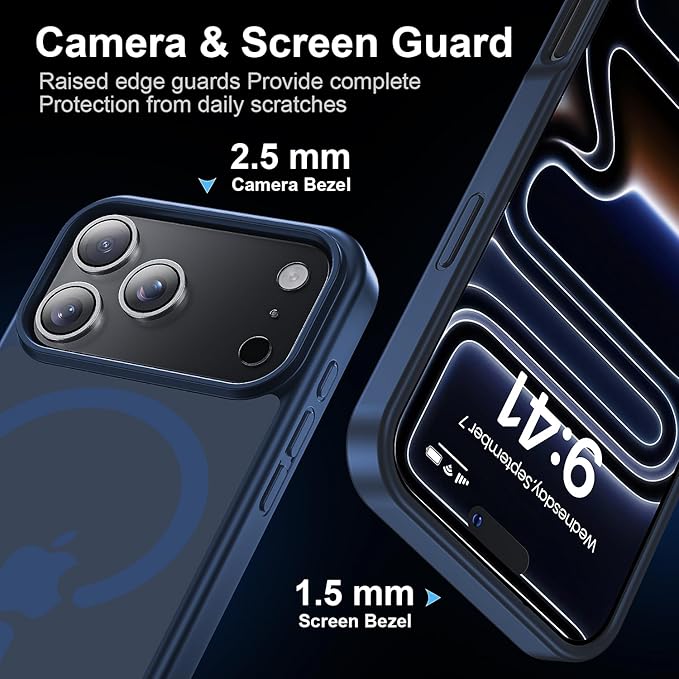 for iPhone 17 Pro Max case with Camera Lens Protector [10Ft Military-Grade Protection] Compatible with fit MagSafe Shockproof Cover Phone case for iPhone 17 Pro max 6.9 inch,Deep Blue