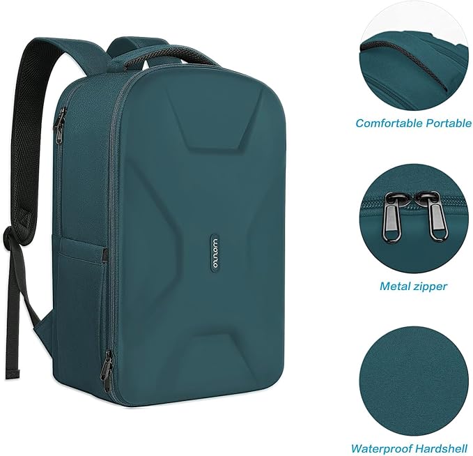MOSISO 15.6-16 inch 35L Laptop Backpack with USB Charging Port for Women Men, Waterproof Hardshell Travel Business Computer Bag, Anti-Theft Daypack with Luggage Strap, Teal Green