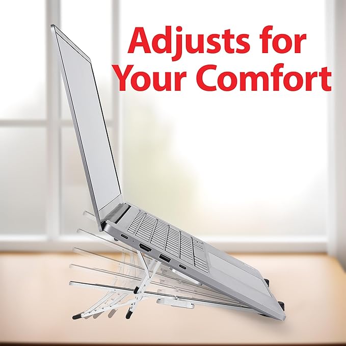 Travel Depot Portable Laptop Stand, Foldable Laptop Stand for Desk and Travel, Ergonomic 6-Level Angle Adjustable Computer Riser, Compact ABS Holder Compatible with All Lap Tops and iPad (10-15.6")